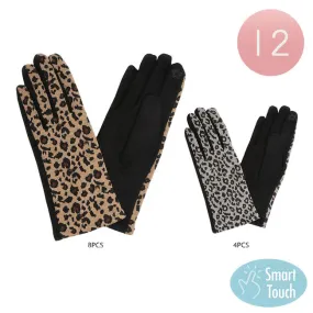 12Pairs Leopard Patterned Smart Gloves