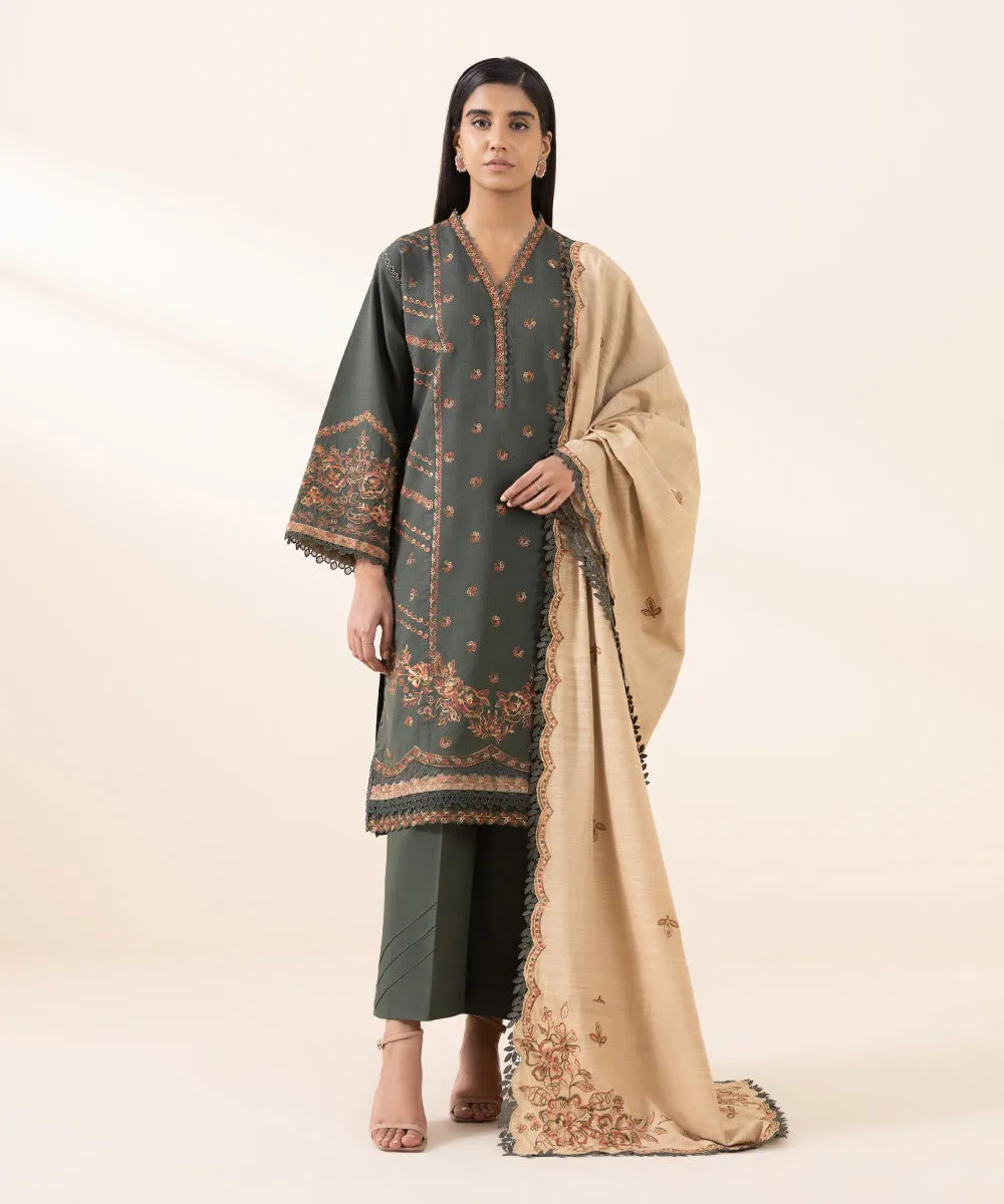 3 Piece - Embroidered Karandi Suit