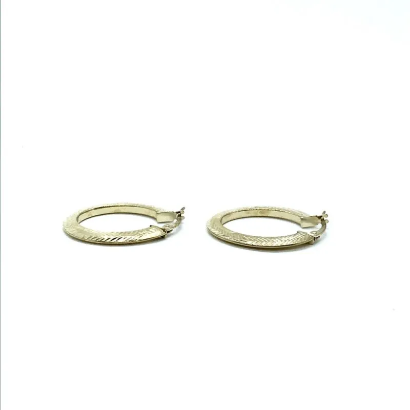 9ct Yellow Gold Patterned Oval Hinged Hoop Earrings LJ8080