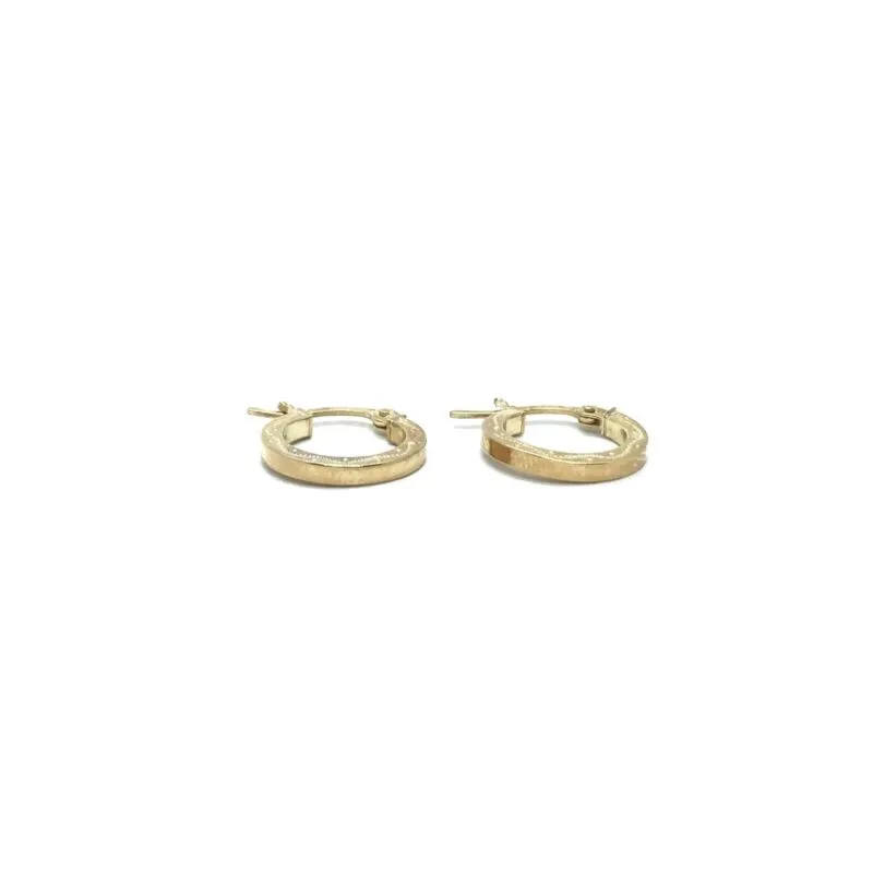 9ct Yellow Gold Patterned Square Edge Hoop Earrings LJ7916