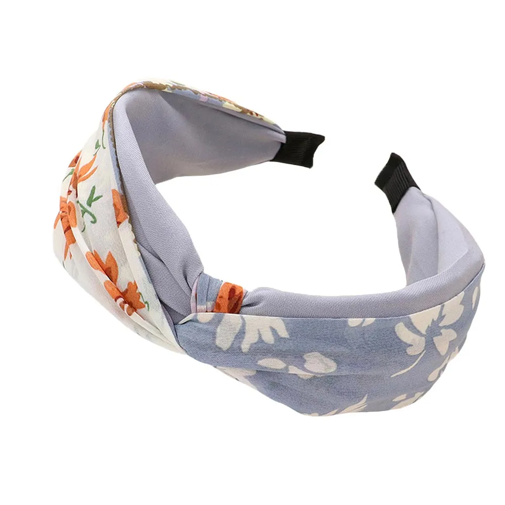 Abstract Flower Patterned Twisted Headband