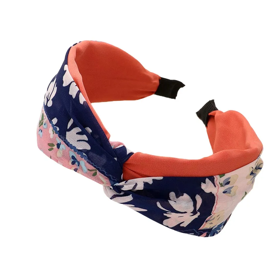 Abstract Flower Patterned Twisted Headband