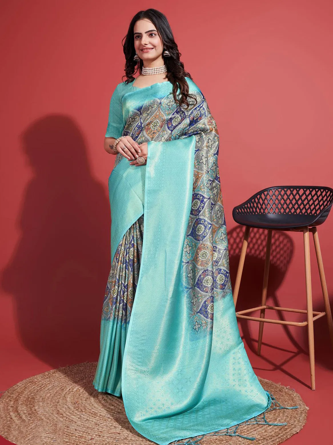 Abstract Printed Handloom Saree