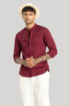 Alfonso Red Plain Satin Shirt