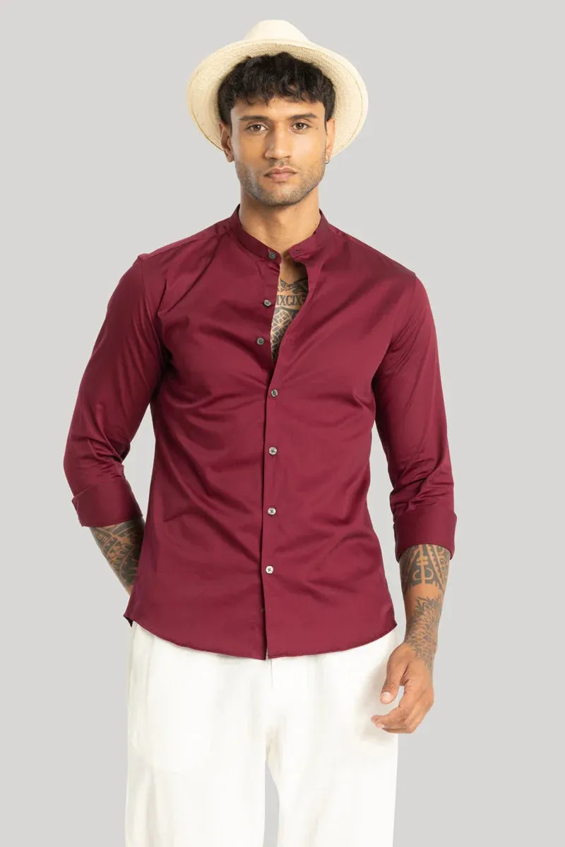 Alfonso Red Plain Satin Shirt