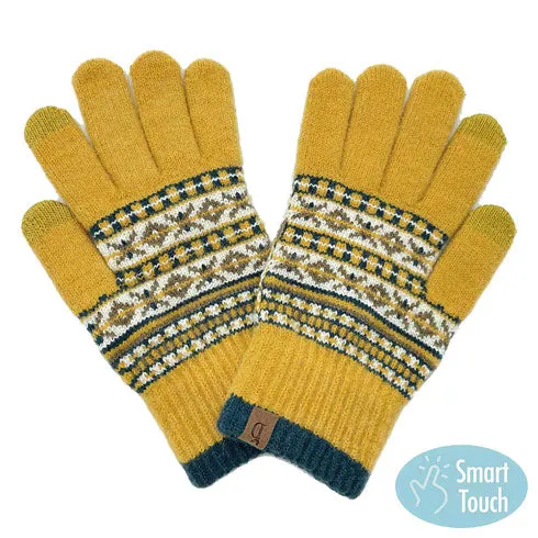 Aztec Patterned Knit Smart Gloves