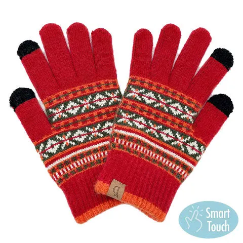 Aztec Patterned Knit Smart Gloves