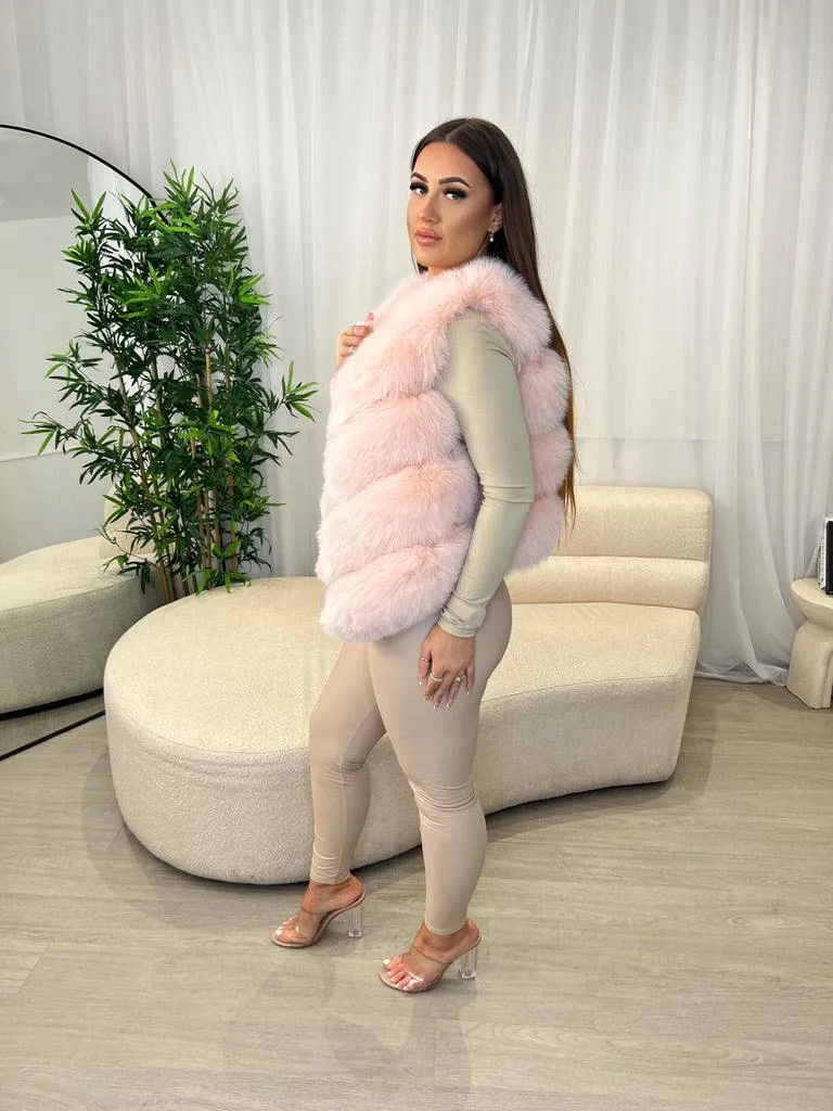 Baby Pink Luxury Fur 4 Row Gilet