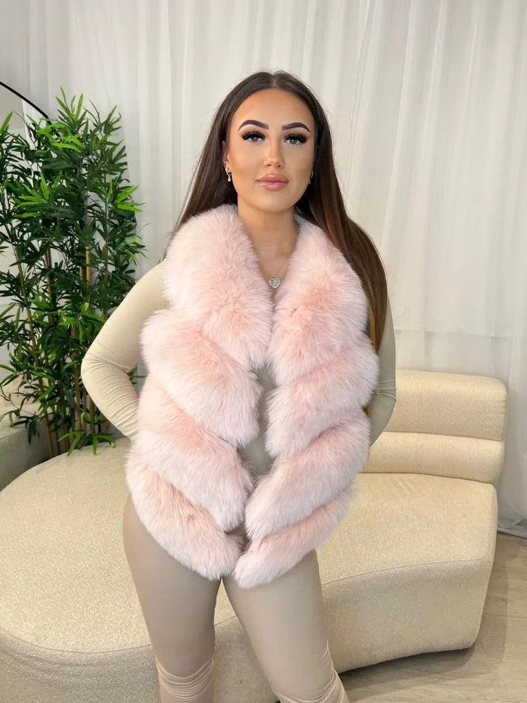 Baby Pink Luxury Fur 4 Row Gilet