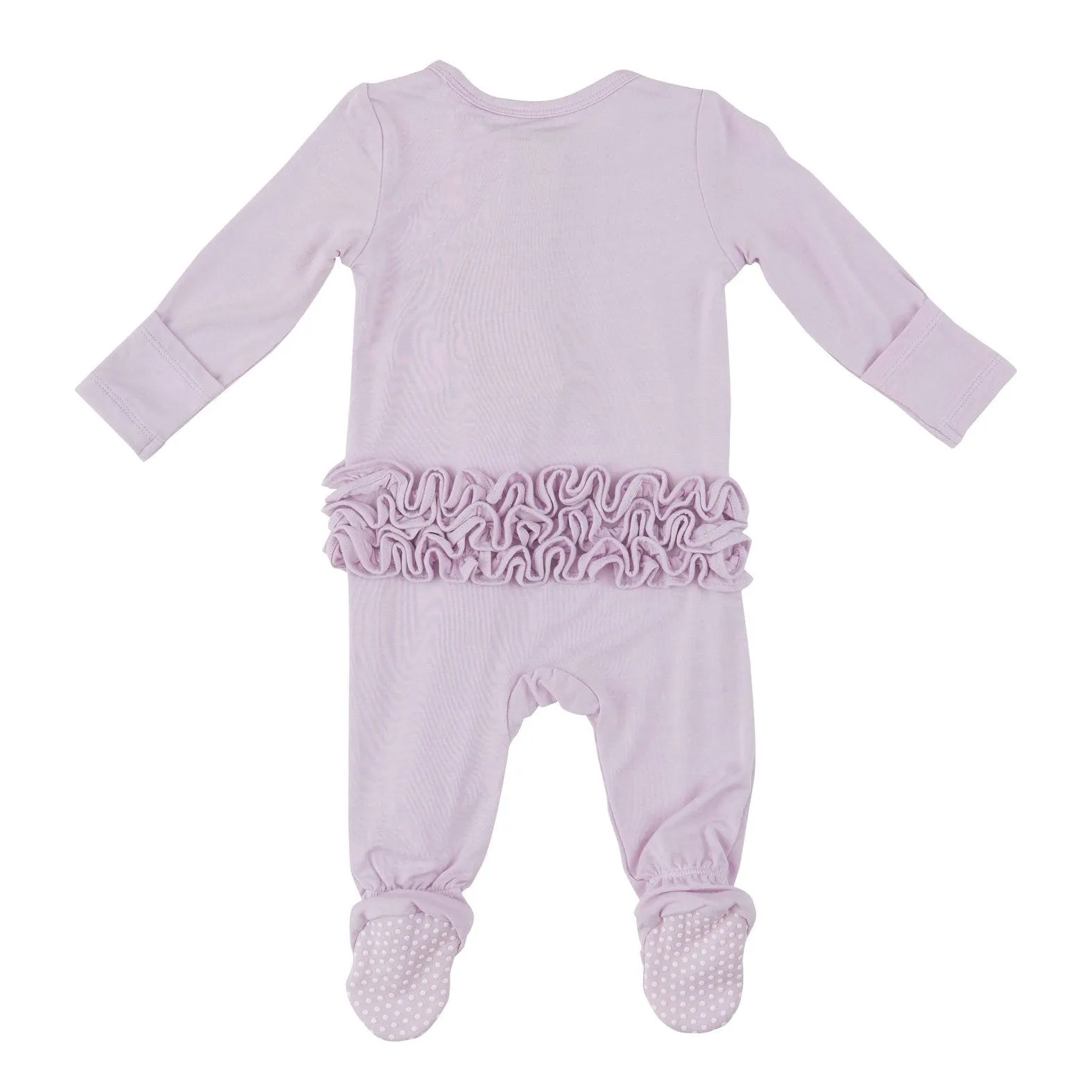 Bamboo 2 Way Zipper Ruffle Back Footie - Orchid Hush