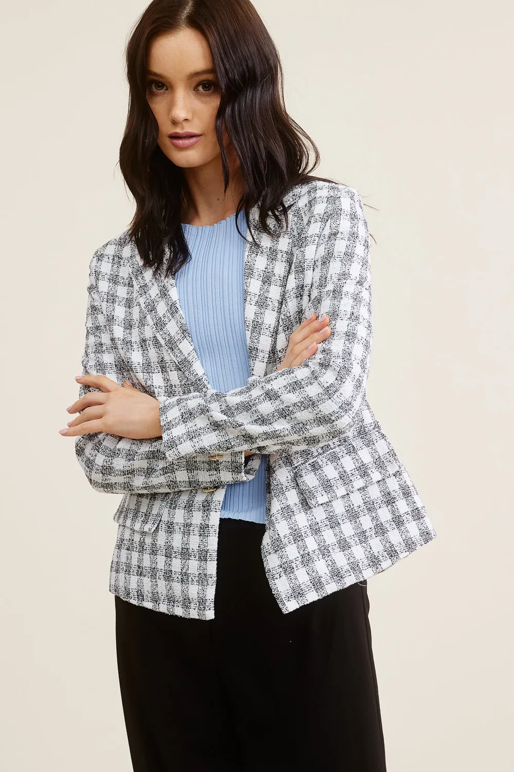 Black and White Plaid Blazer