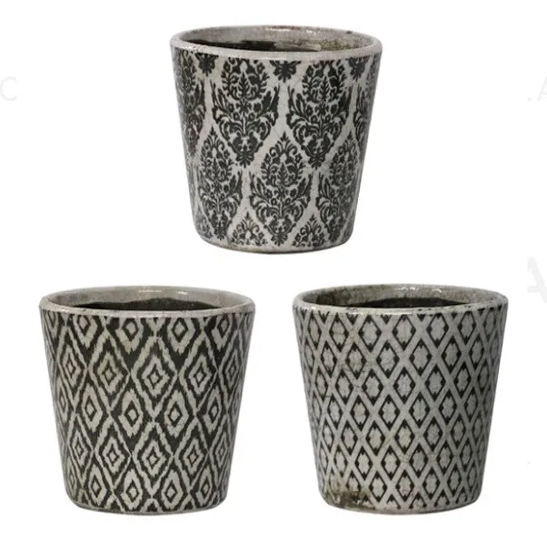 Black and White Vintage Patterned Planter