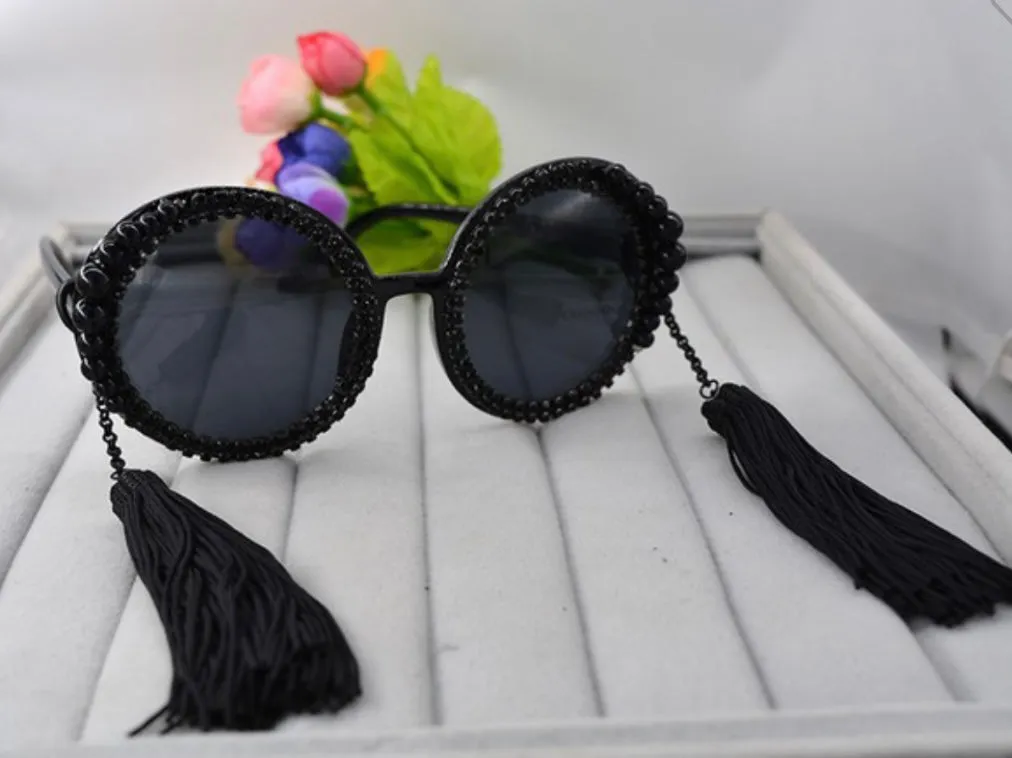 Black Oversized Tassel Sunglasses