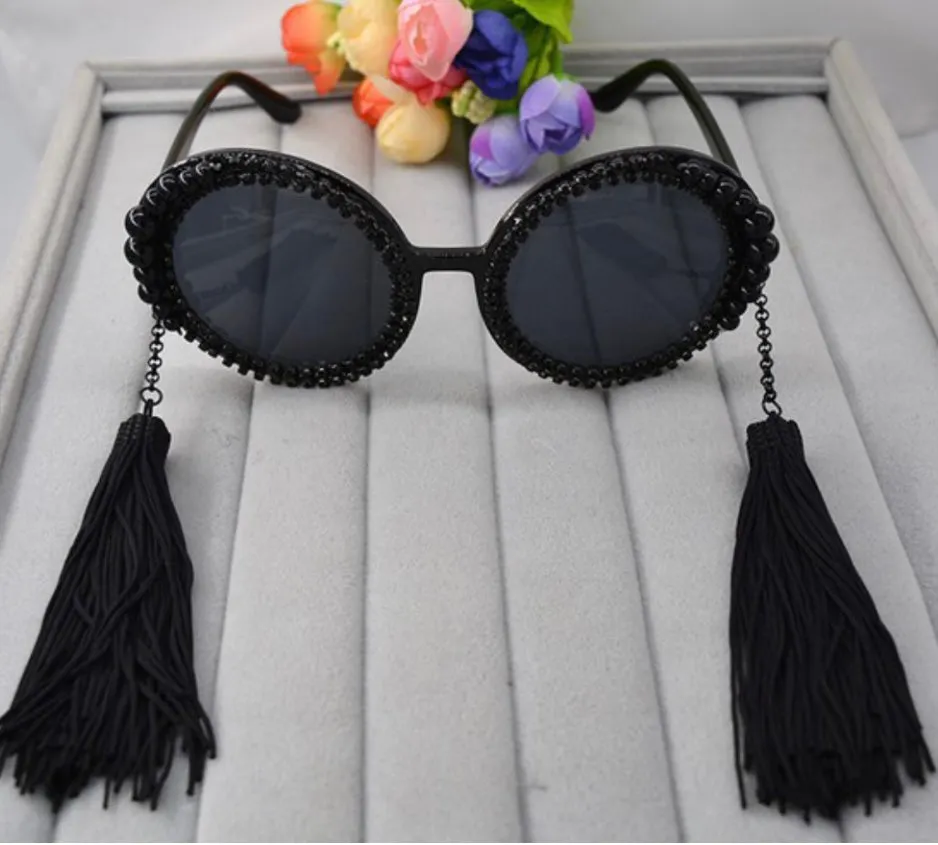 Black Oversized Tassel Sunglasses