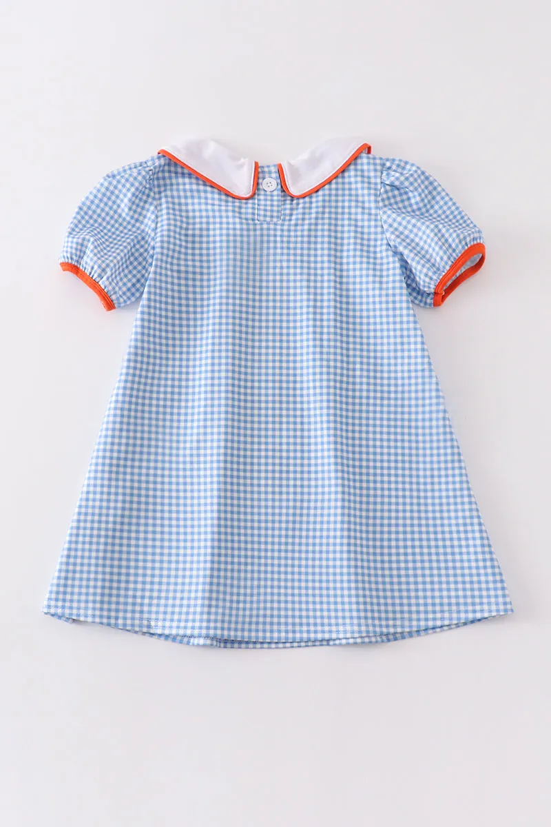 Blue plaid ghost embroidery dress