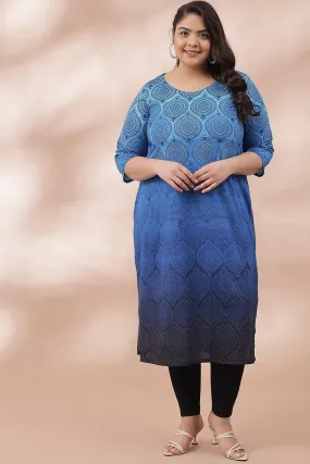 Blues Ombre Printed Kurti