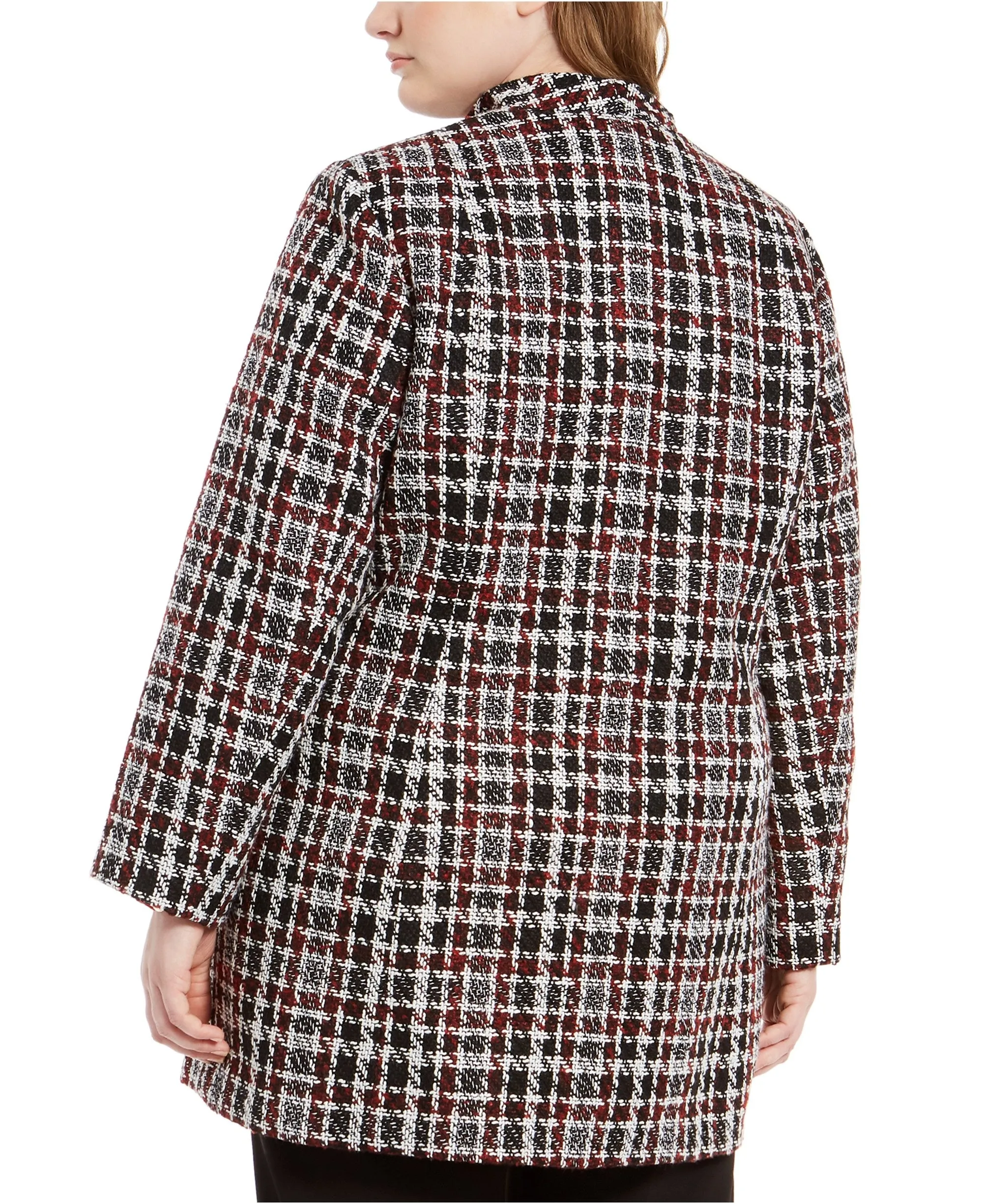 Calvin Klein Plus Women's Tweed Plaid Topper Jacket, Tweed Plaid, 16W