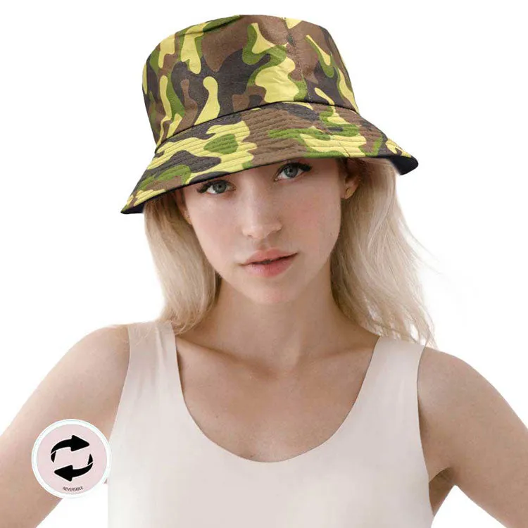 Camouflage Patterned Reversible Bucket Hat