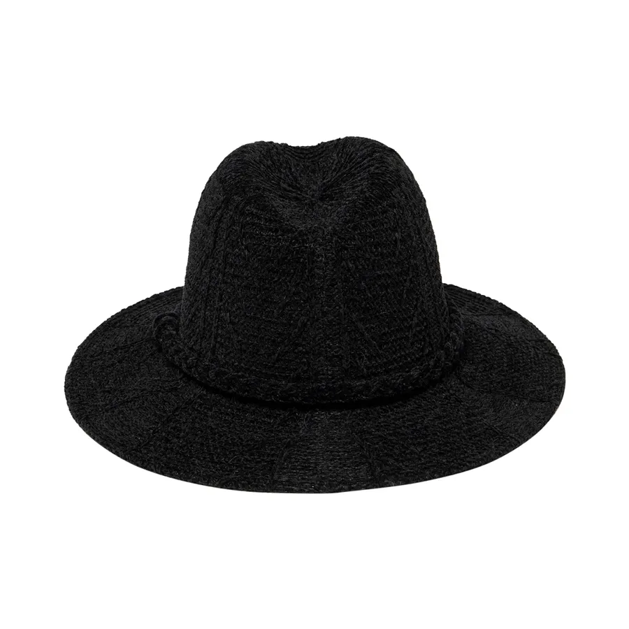 Chenille Patterned Fedora in Black