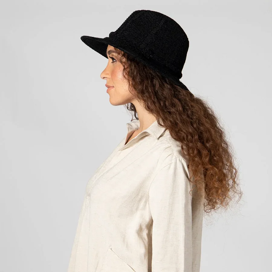 Chenille Patterned Fedora in Black