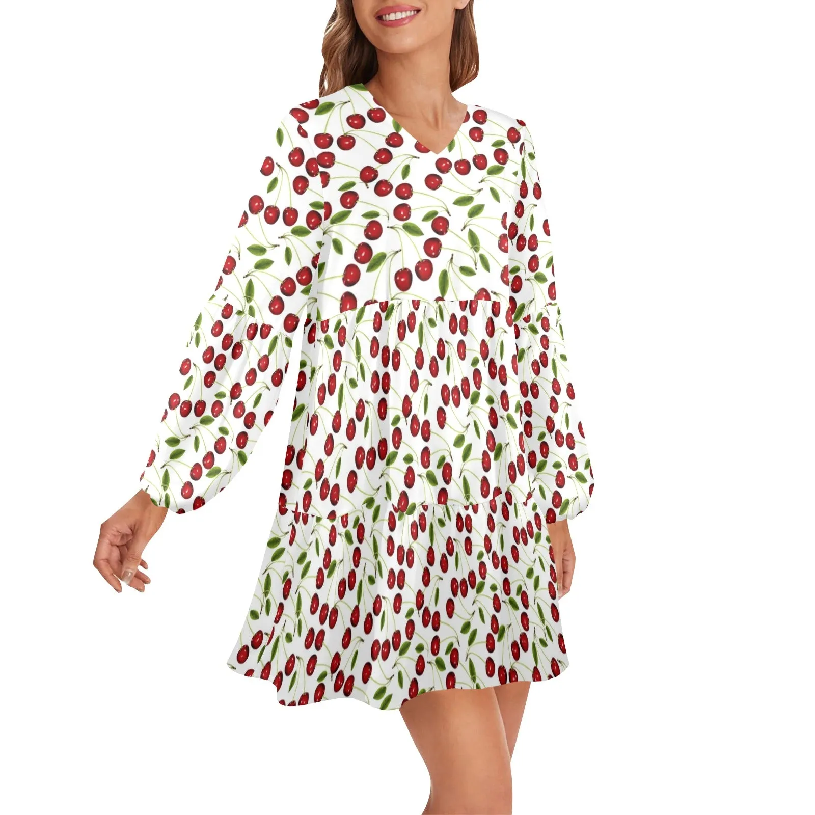 Cherry Bomb V-Neck Loose Fit Dress