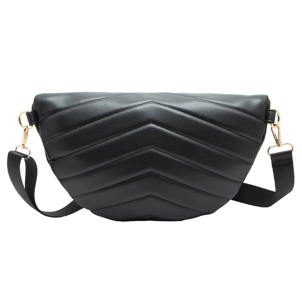 Chevron Patterned Solid Sling Bag