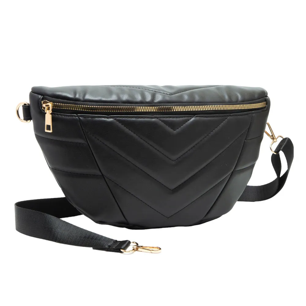 Chevron Patterned Solid Sling Bag