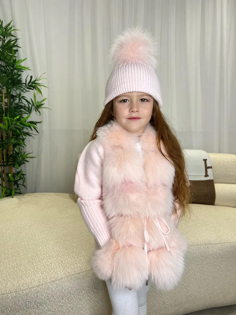 Childrens Baby Pink Luxury Fur Cardigan