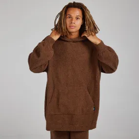 Chocolate Oversized Boucle Knit Hoodie