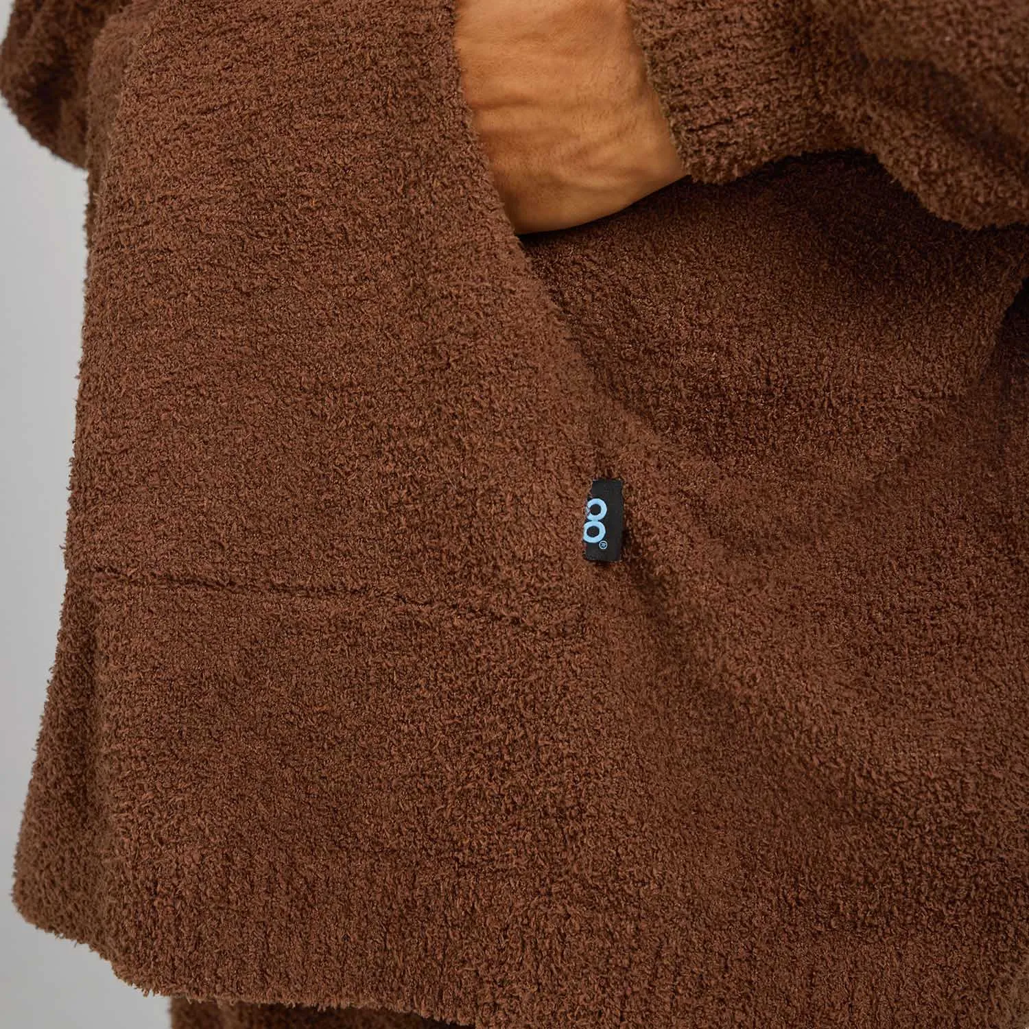 Chocolate Oversized Boucle Knit Hoodie