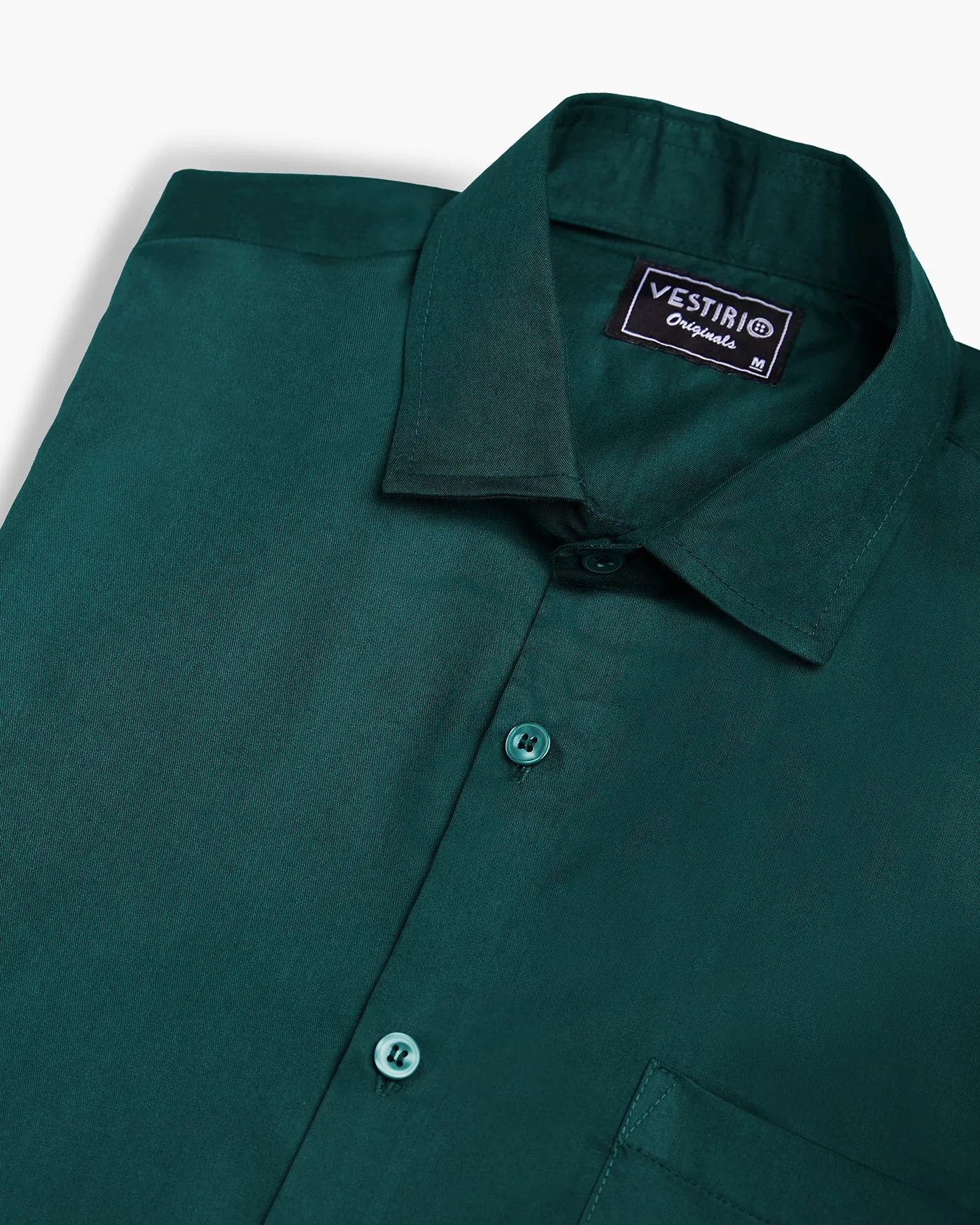 Classic Dark Green Full Sleeve Plain Satin Shirt For Men