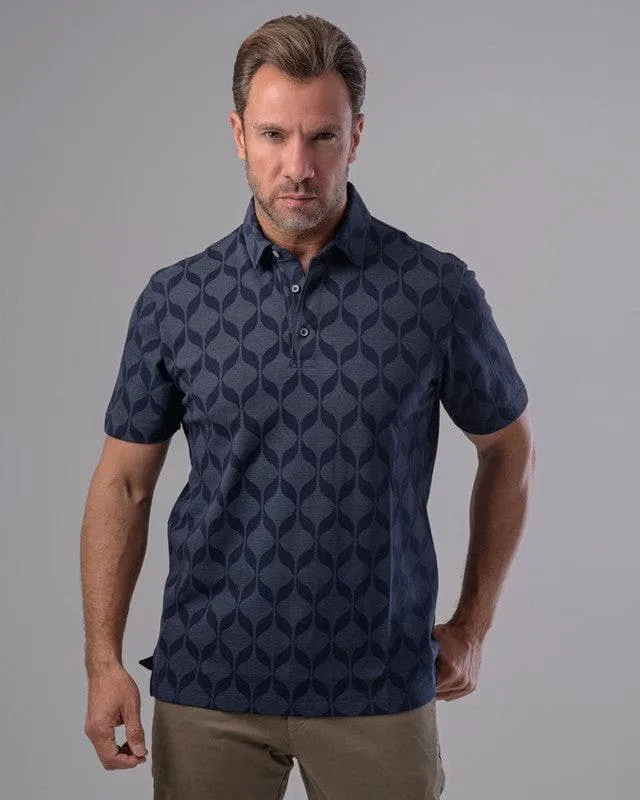 CLASSIC FIT PATTERNED POLO SHIRT - NAVY