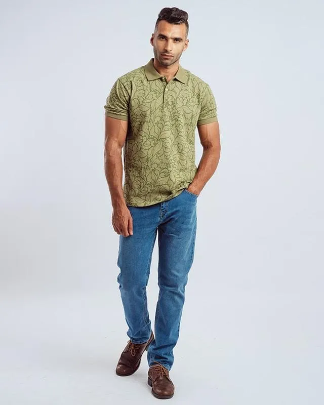 Classic Fit Patterned Polo Shirt - Olive