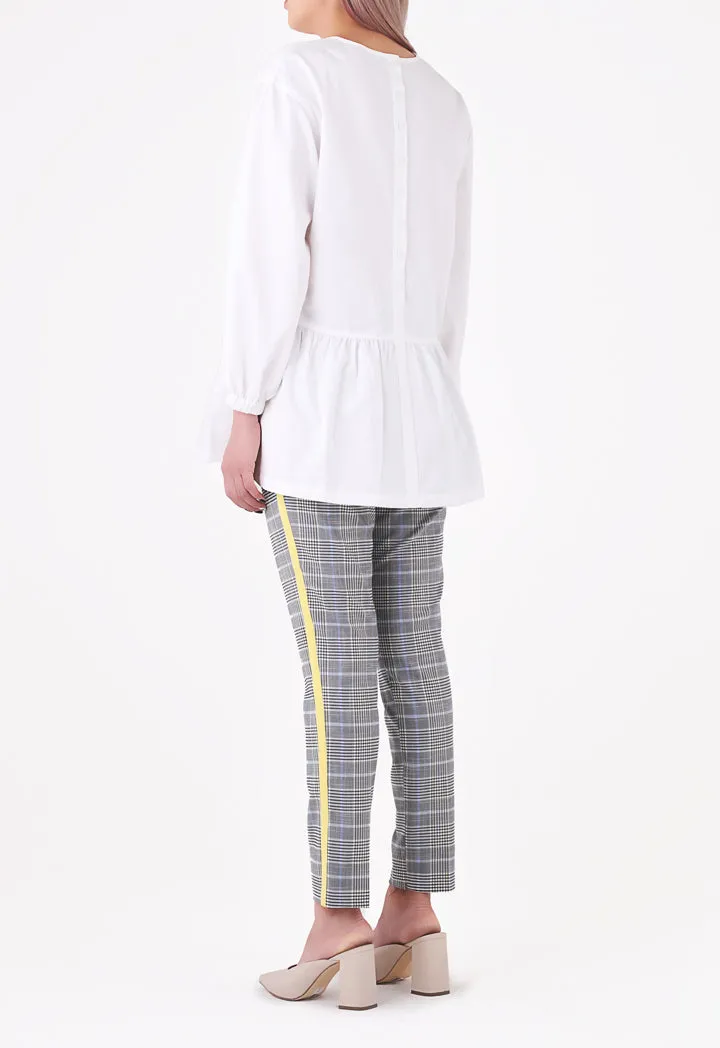 Contrast Side Seam Plaid Trouser