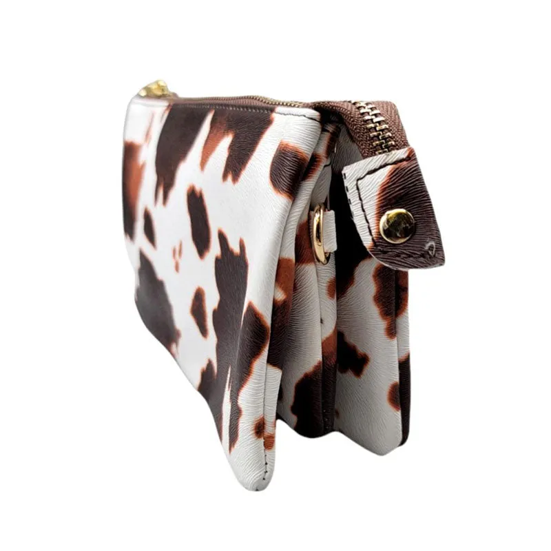 Cow Patterned Trio Faux Leather Rectangle Crossbody Bag