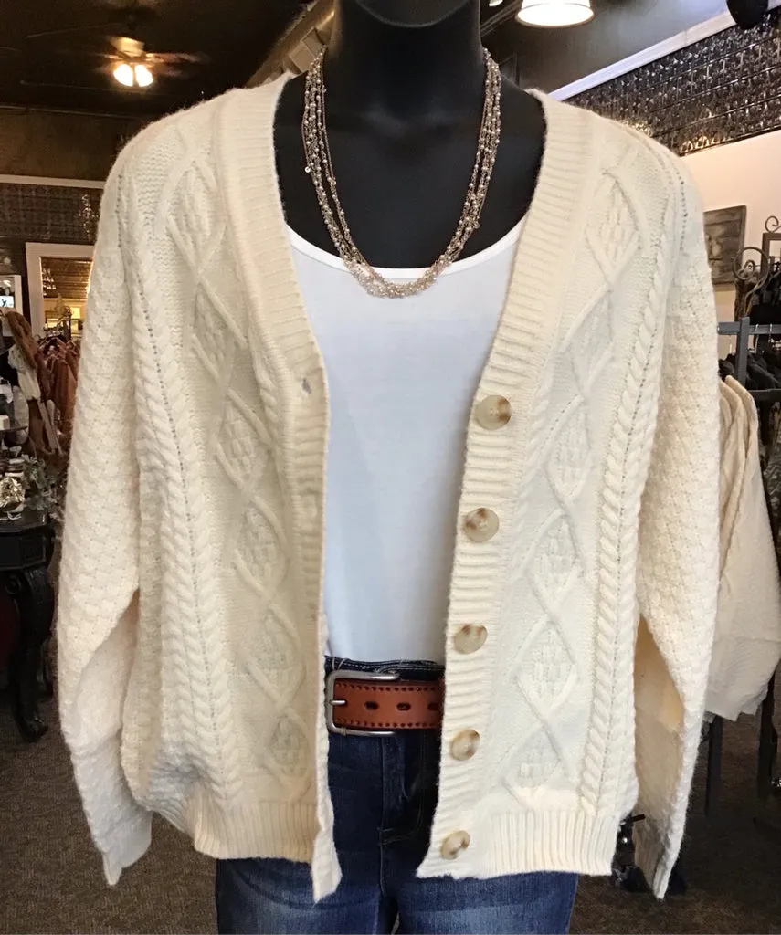 Cream Oversized Grandpa Cardigan