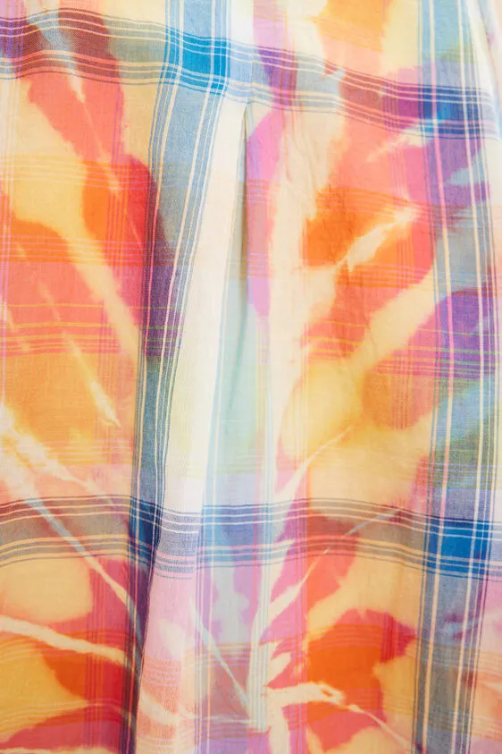 Desigual Oversize Tie-Dye Plaid Shirt