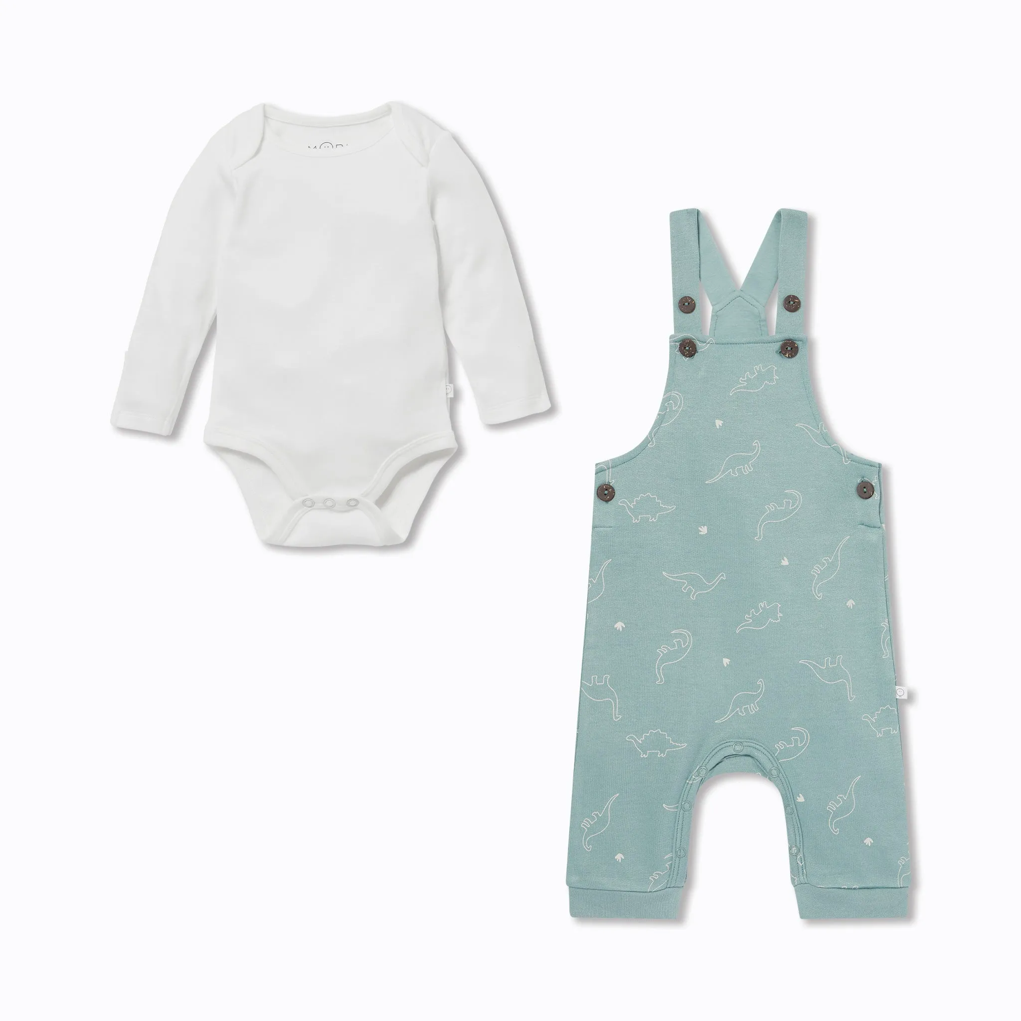 Dino Overalls & Plain Bodysuit Outfit