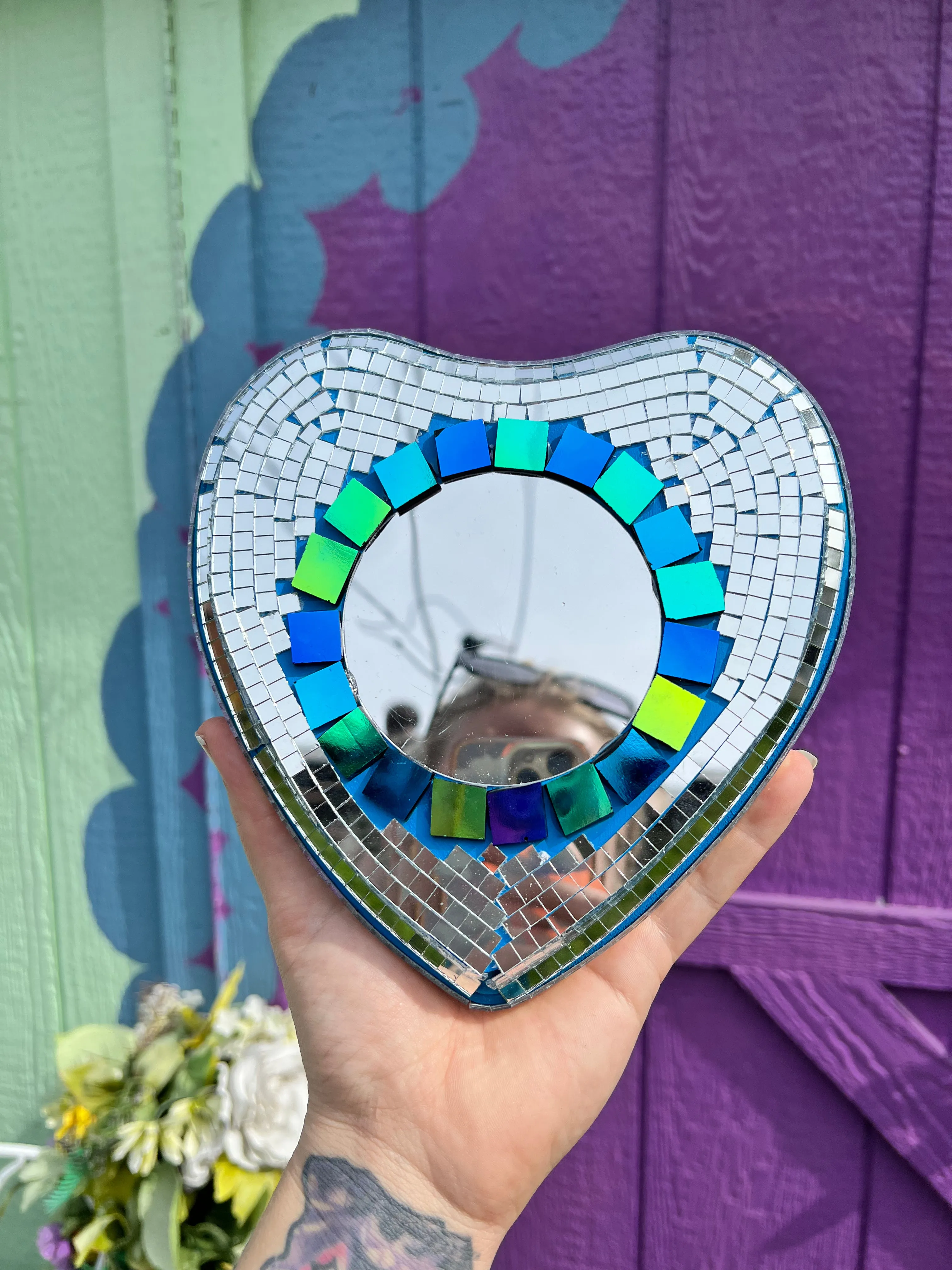 Disco Dichroic handmade heart Mirror