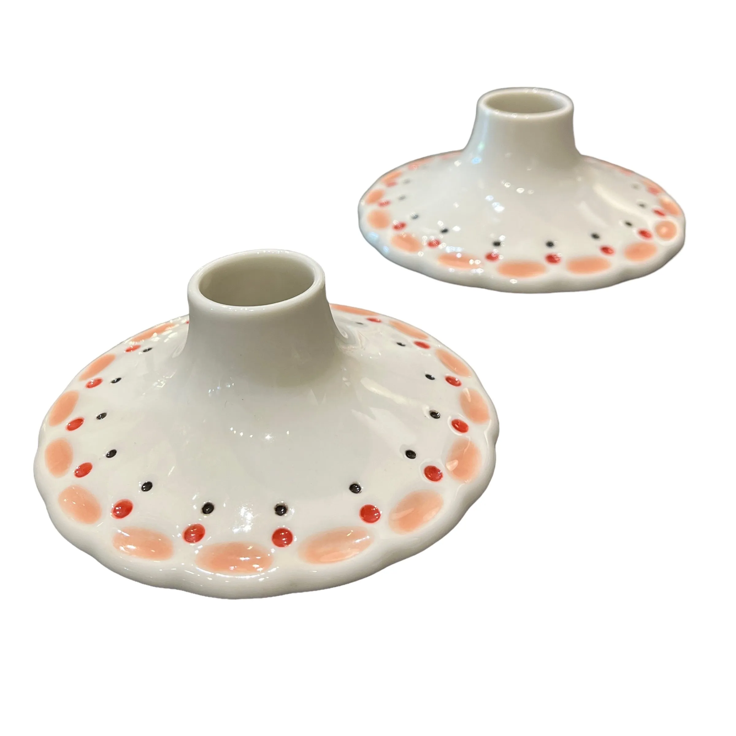 Dot patterned candlestick holder