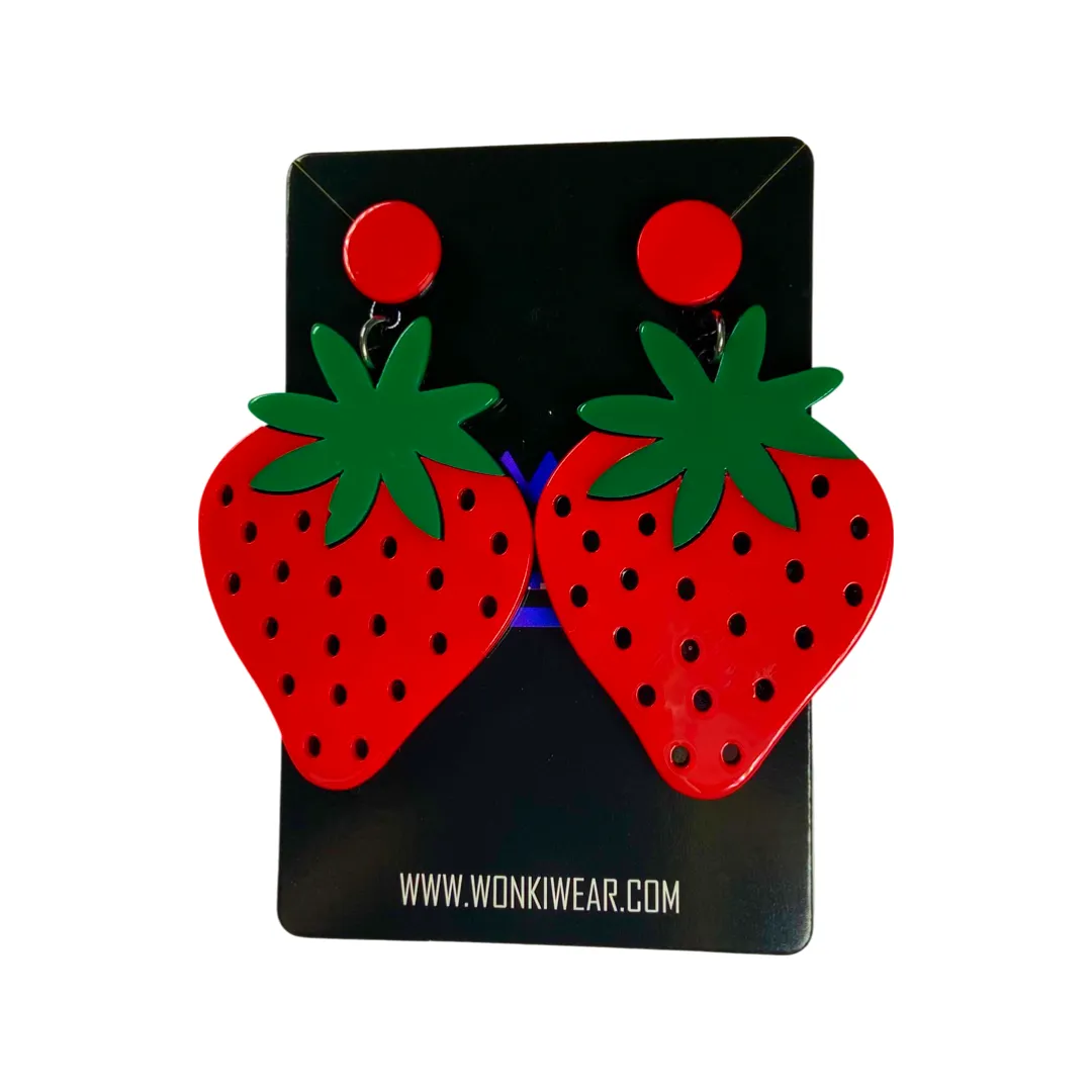 Earrings - Oversized strawberry drops