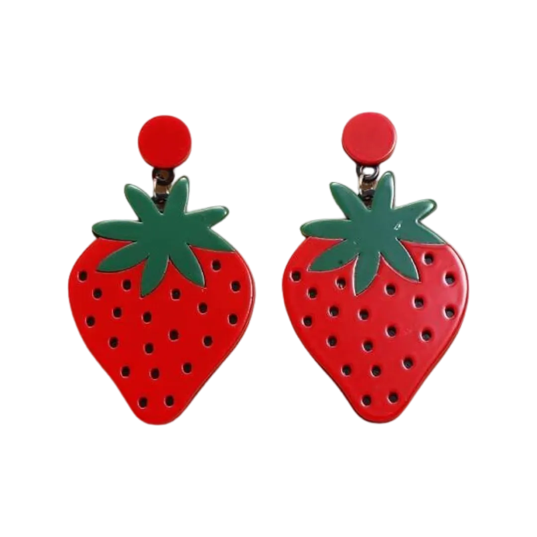 Earrings - Oversized strawberry drops