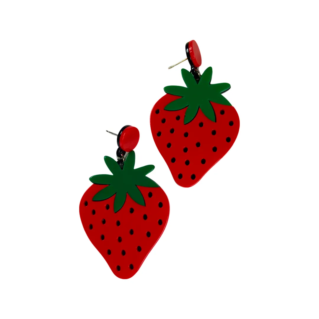 Earrings - Oversized strawberry drops