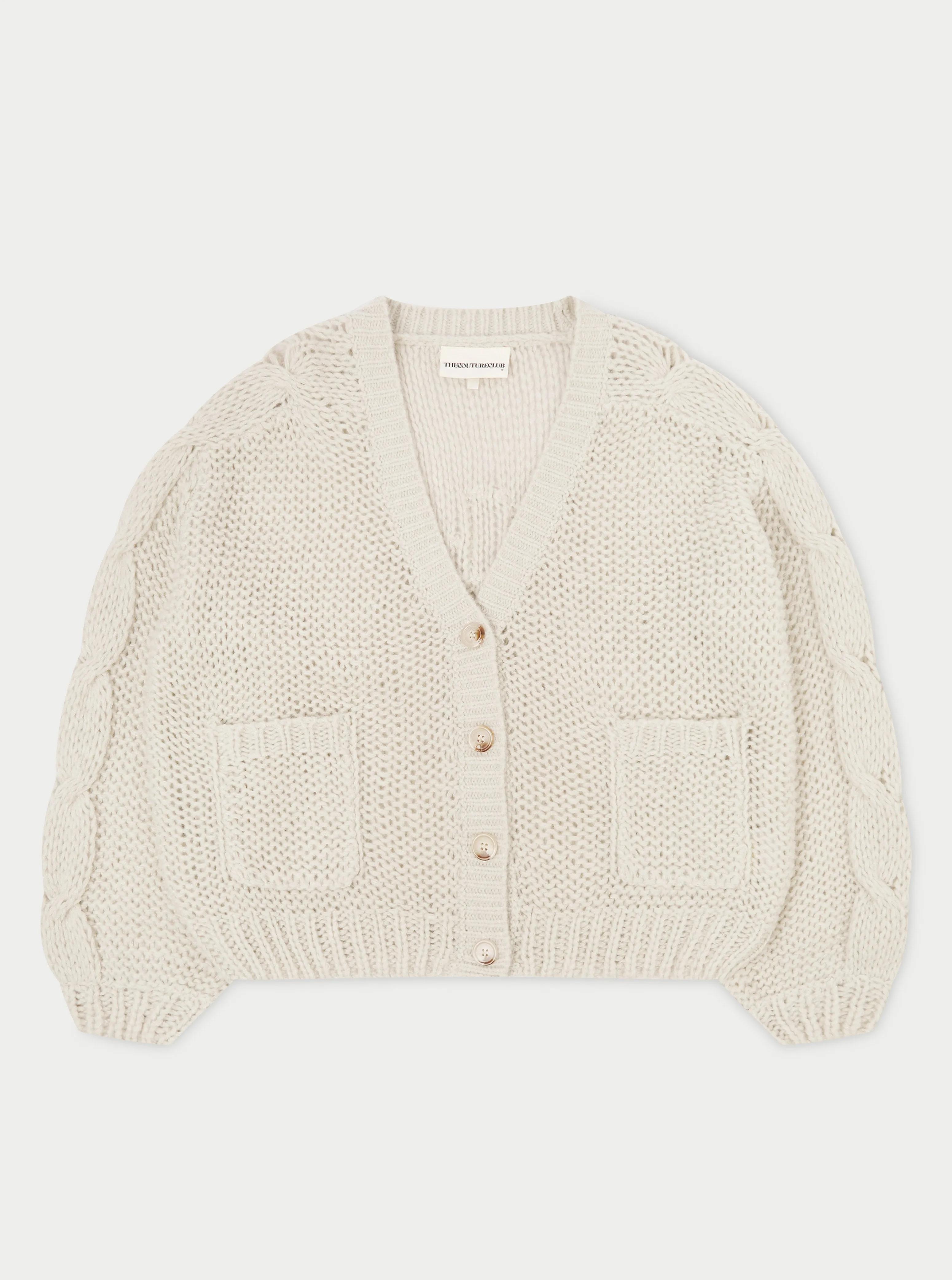 EMBLEM OVERSIZED KNIT CARDIGAN - STONE