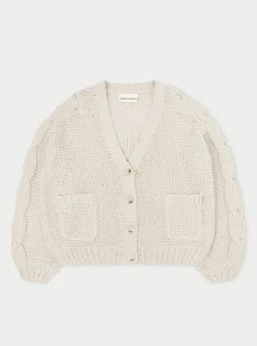 EMBLEM OVERSIZED KNIT CARDIGAN - STONE