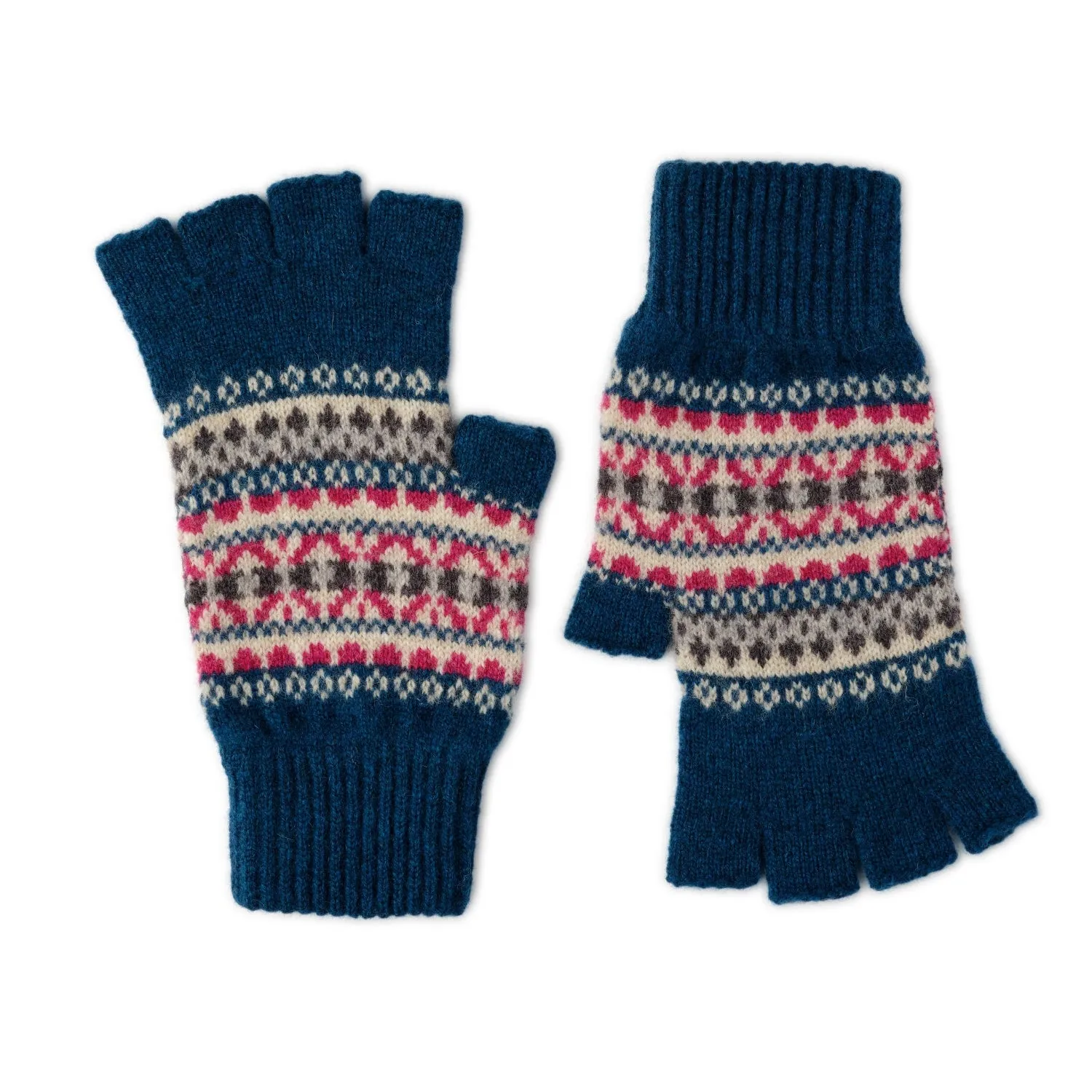 Fairisle Patterned Fingerless Gloves for Ladies | Kerse | Lomond Lambswool