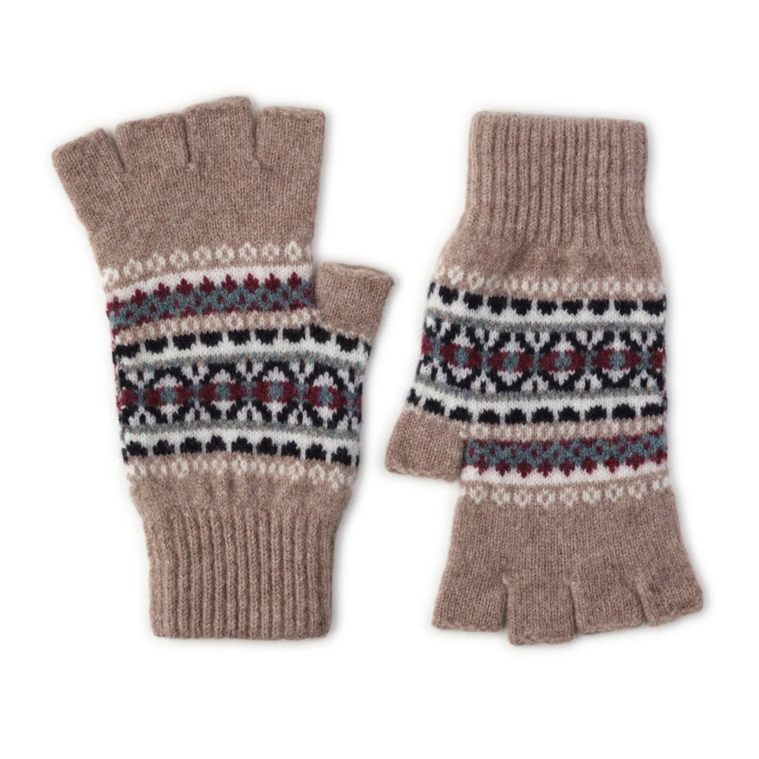 Fairisle Patterned Fingerless Gloves for Ladies | Kerse | Lomond Lambswool