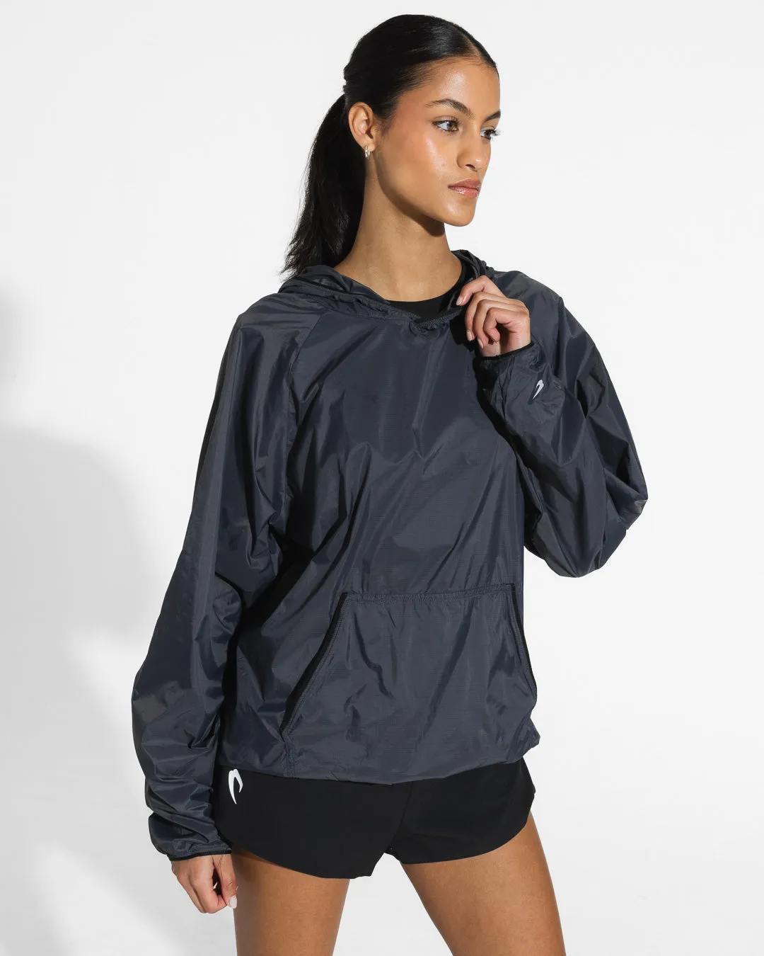 Genaro Oversized Windbreaker Hoodie - Charcoal