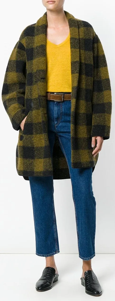 Ginos Elegant Plaid Pattern Coat