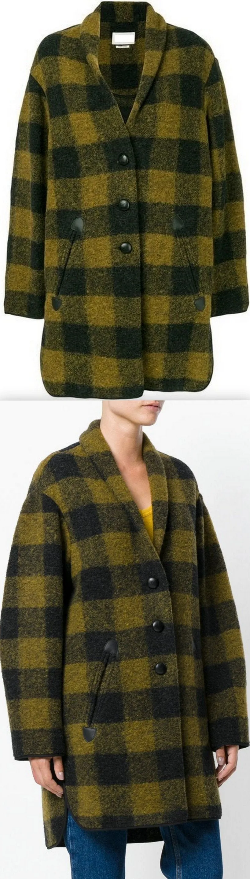 Ginos Elegant Plaid Pattern Coat